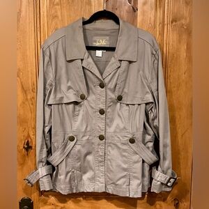 Chic LAL (Live a Little) Vintage Utility Jacket with Brass Button Accents